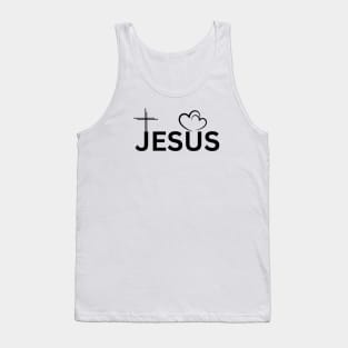 Jesus cross with love heart Tank Top